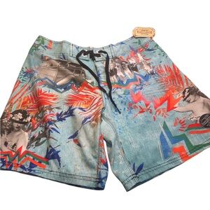 Vintage Authentic Ocean Earth Swim Apparel Board Shorts Mens XS NOS Australian